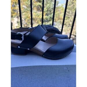 Dansko THEA Clogs 40 US 9.5 / 10 Black Leather Slingback Shoe Women
